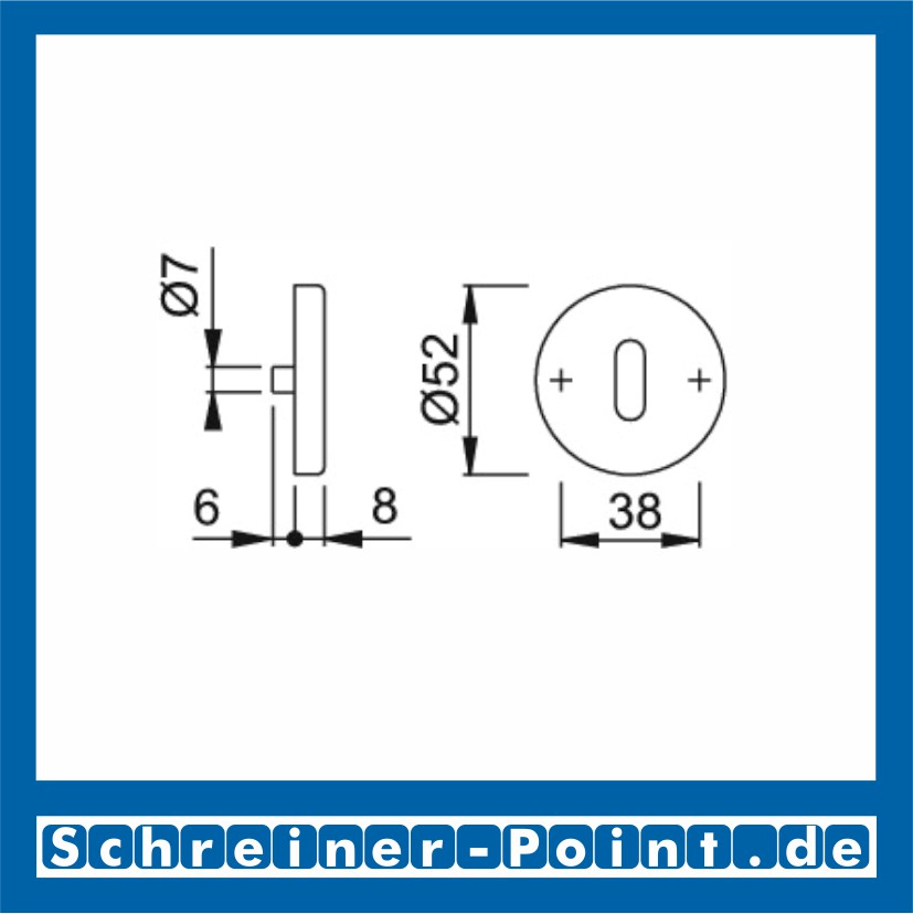 HOPPE Edelstahl F69 Innentür Schlüsselrosettenpaar, E42KVS, OB Ovalbart, 542543